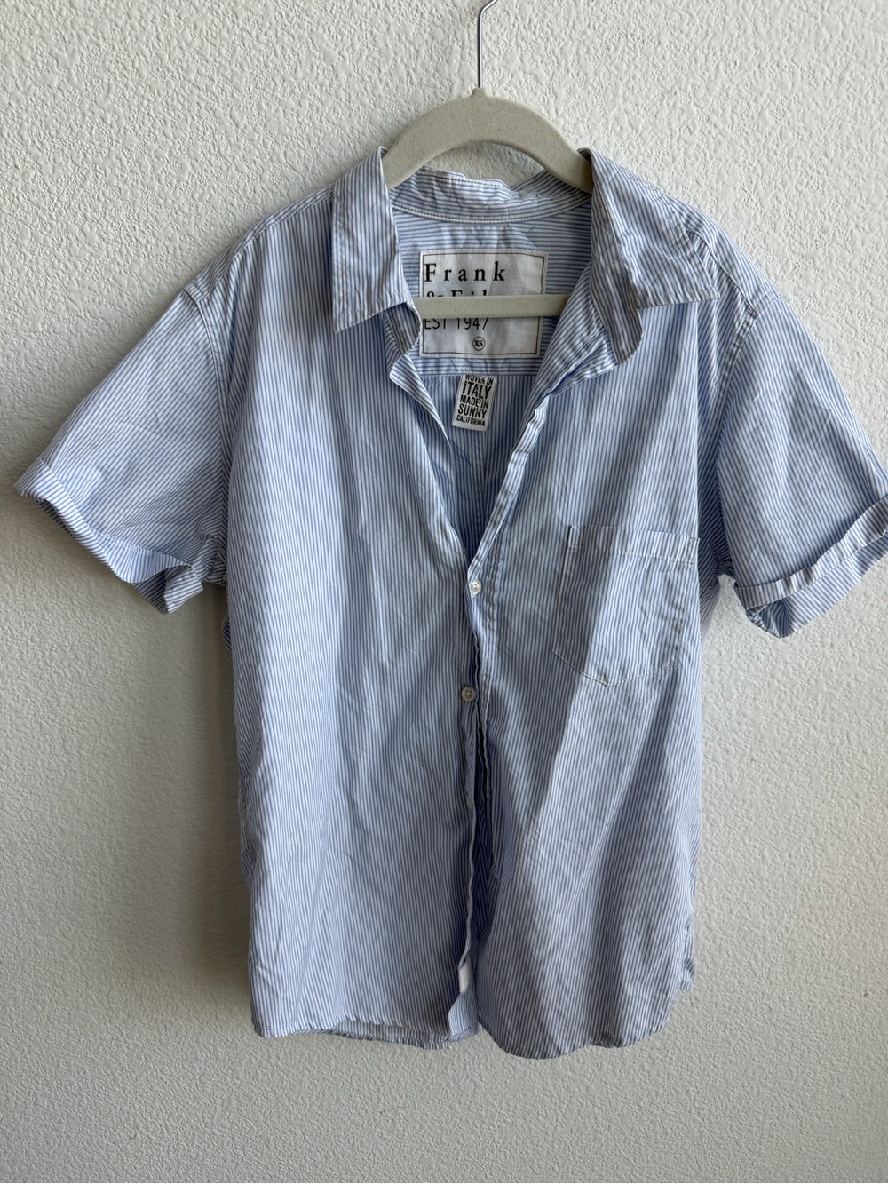 Frank & Eileen Short Sleeve Striped Button Down XS